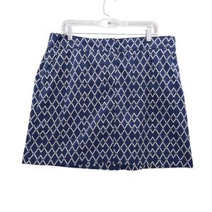 IZOD Golf Skort Diamond Print Athletic Pull On Skirt Shorts Blue White 14